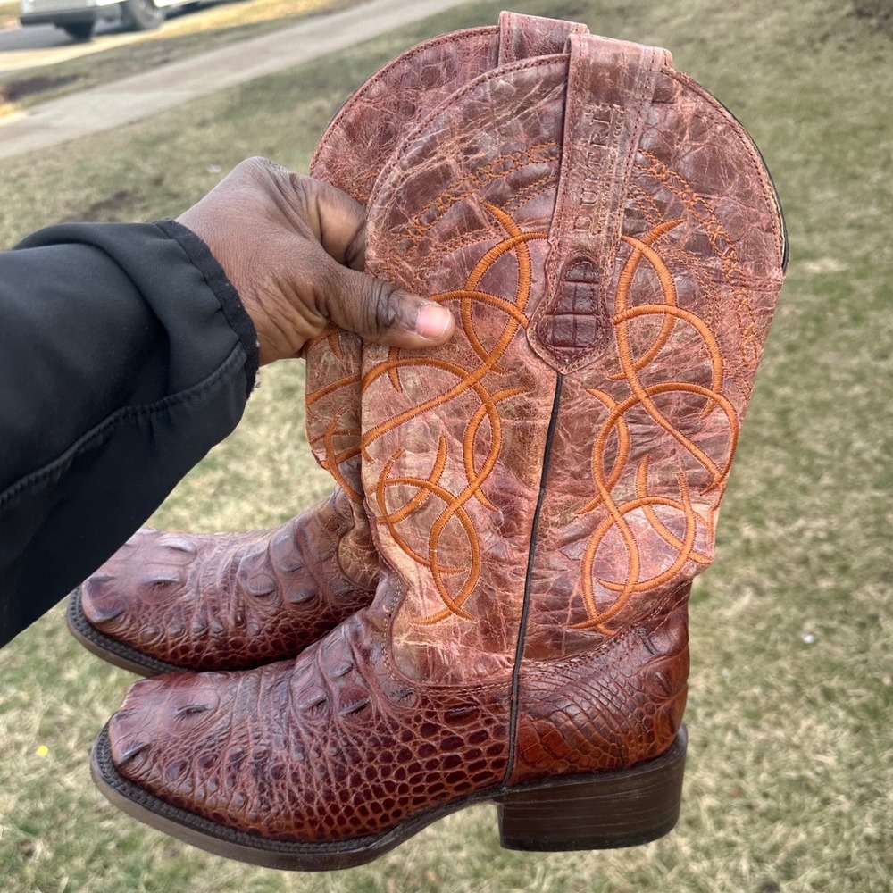 Buitre Handcrafted Leather Goods Alligator Embossed Western Boots Men's Size 8 - Picture 6 of 15